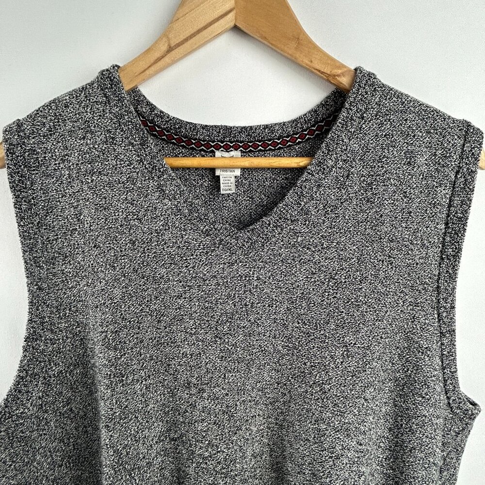 Tristan preppy black & white marled cotton sleeveless sweater vest - men's XL
